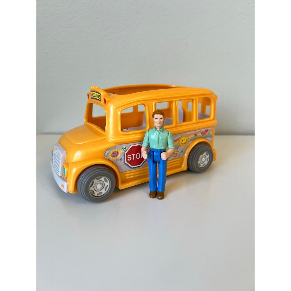 Sweet Streets School Bus Vintage Loving Family Dollhouse Toy W Driver or Dad